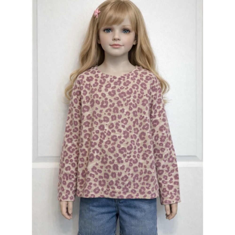 Cat & Jack 2 Pack Cream Leopard Print Long Sleeve Top Size Small(6/7)